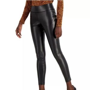 INC International Concepts Black Faux Leather Leggings Size 16